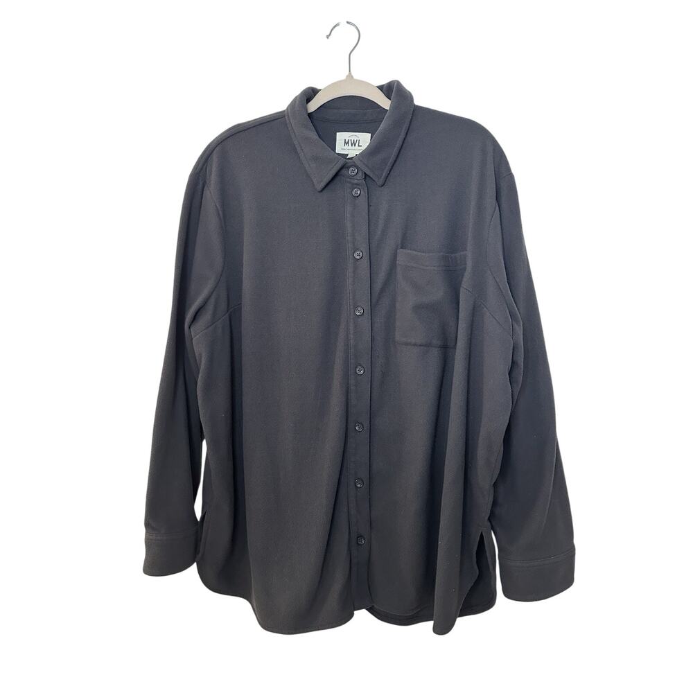 Madewell Fleecelayer Shirt Jacket ND103 Brown Shacket L/S Button Up Sz L Cozy